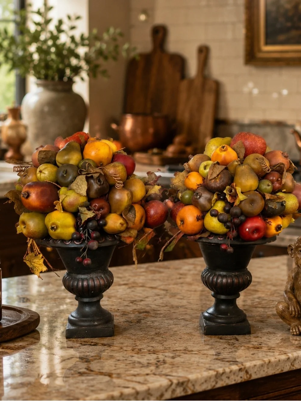 Decorative Faux Fruit Topiary Pair - Multicolor